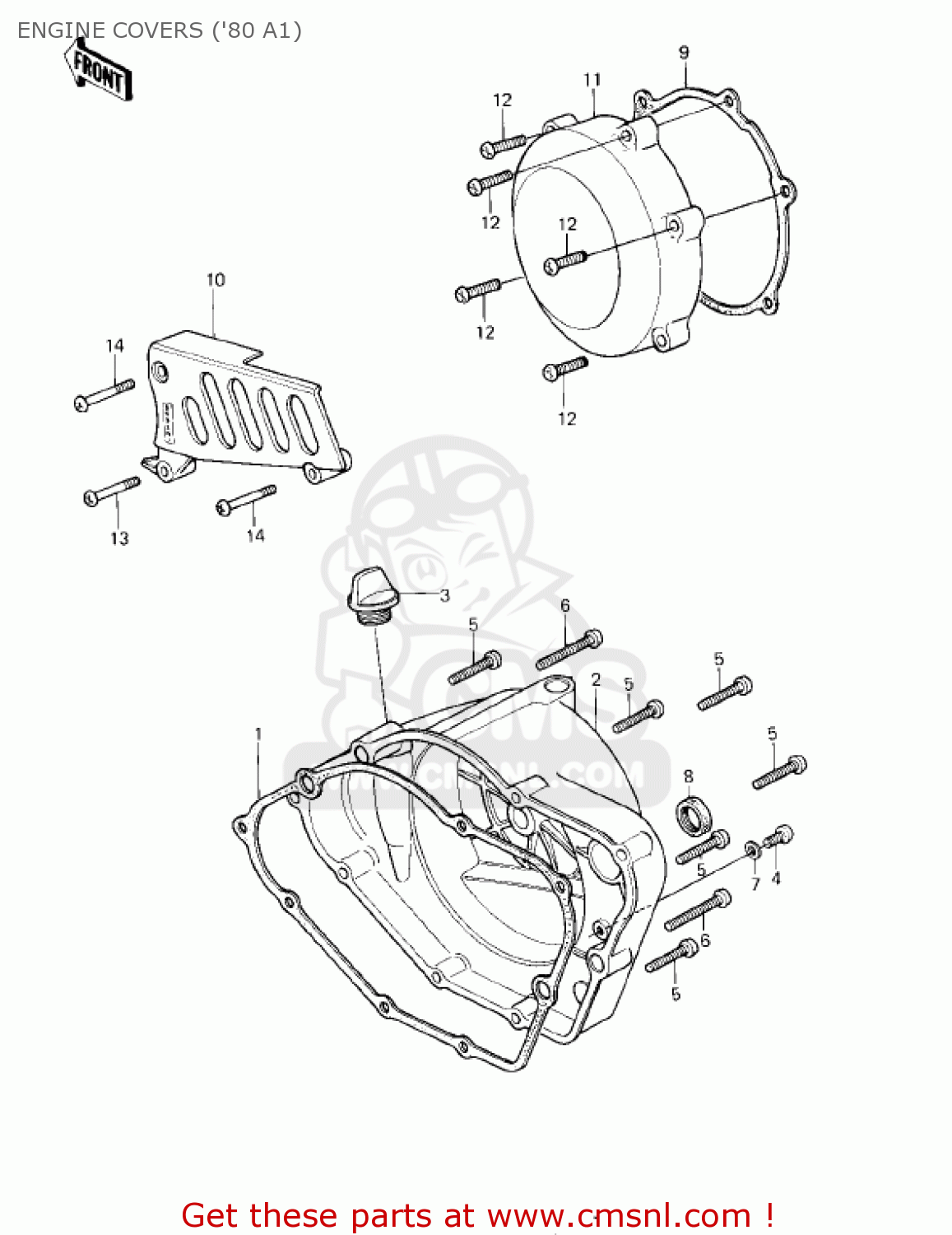 ENGINE COVERS ('80 A1) KDX175-A1 KDX175 1980 USA CANADA