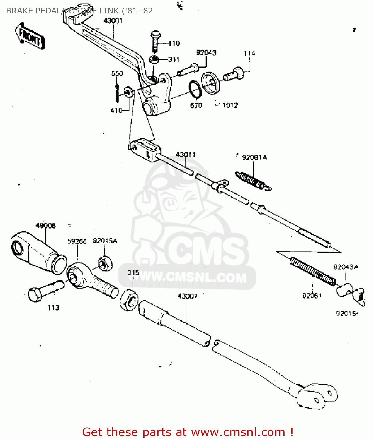 BRAKE PEDAL/TORQUE LINK ('81-'82 KDX175-A1 KDX175 1980 USA CANADA