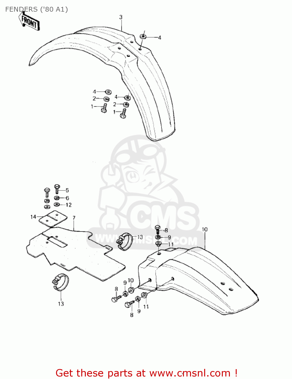 FENDERS ('80 A1) KDX175-A1 KDX175 1980 USA CANADA