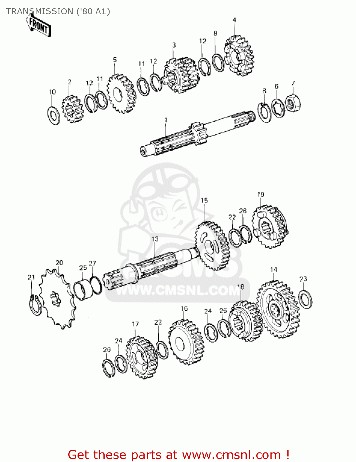 TRANSMISSION ('80 A1) KDX175-A1 KDX175 1980 USA CANADA