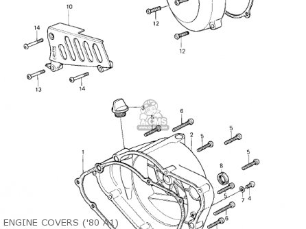 ENGINE COVERS ('80 A1) - KDX175-A1 KDX175 1980 USA CANADA