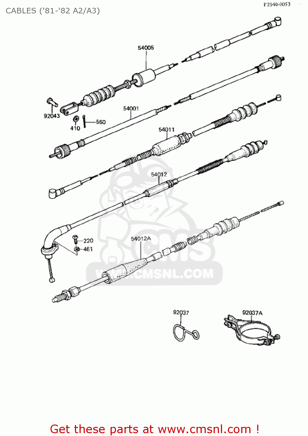 CABLES ('81-'82 A2/A3) KDX175-A2 KDX175 1981 USA CANADA