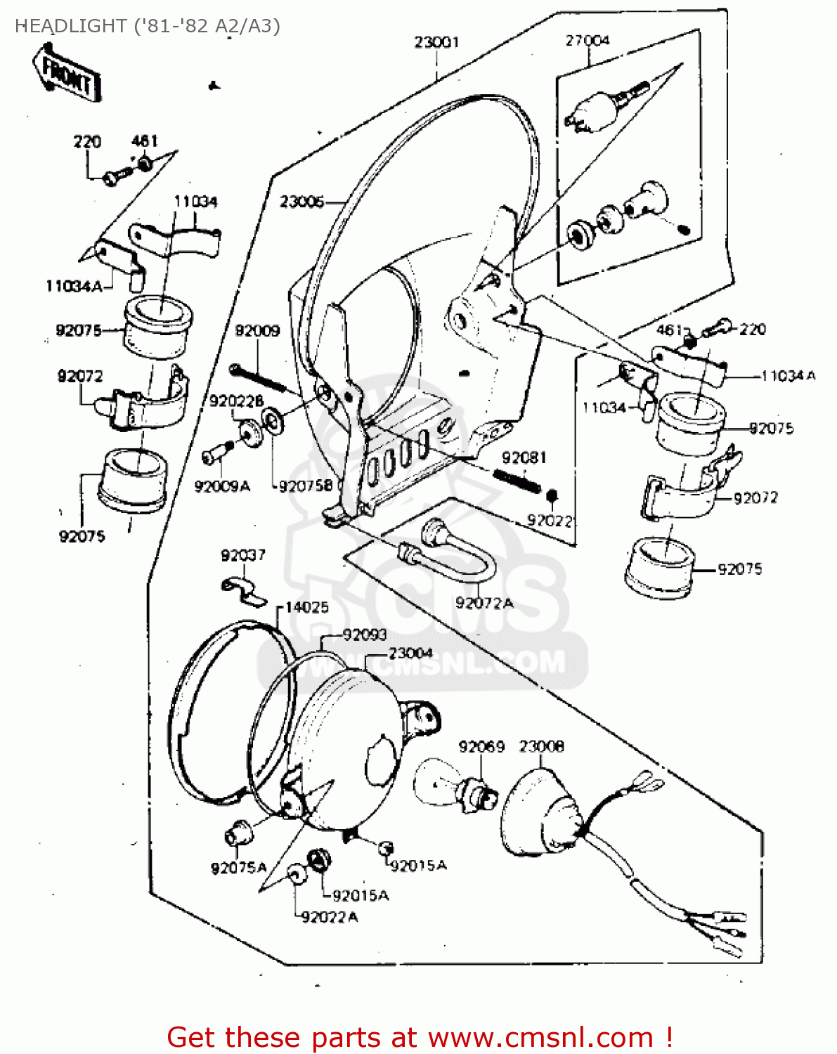 HEADLIGHT ('81-'82 A2/A3) KDX175-A2 KDX175 1981 USA CANADA