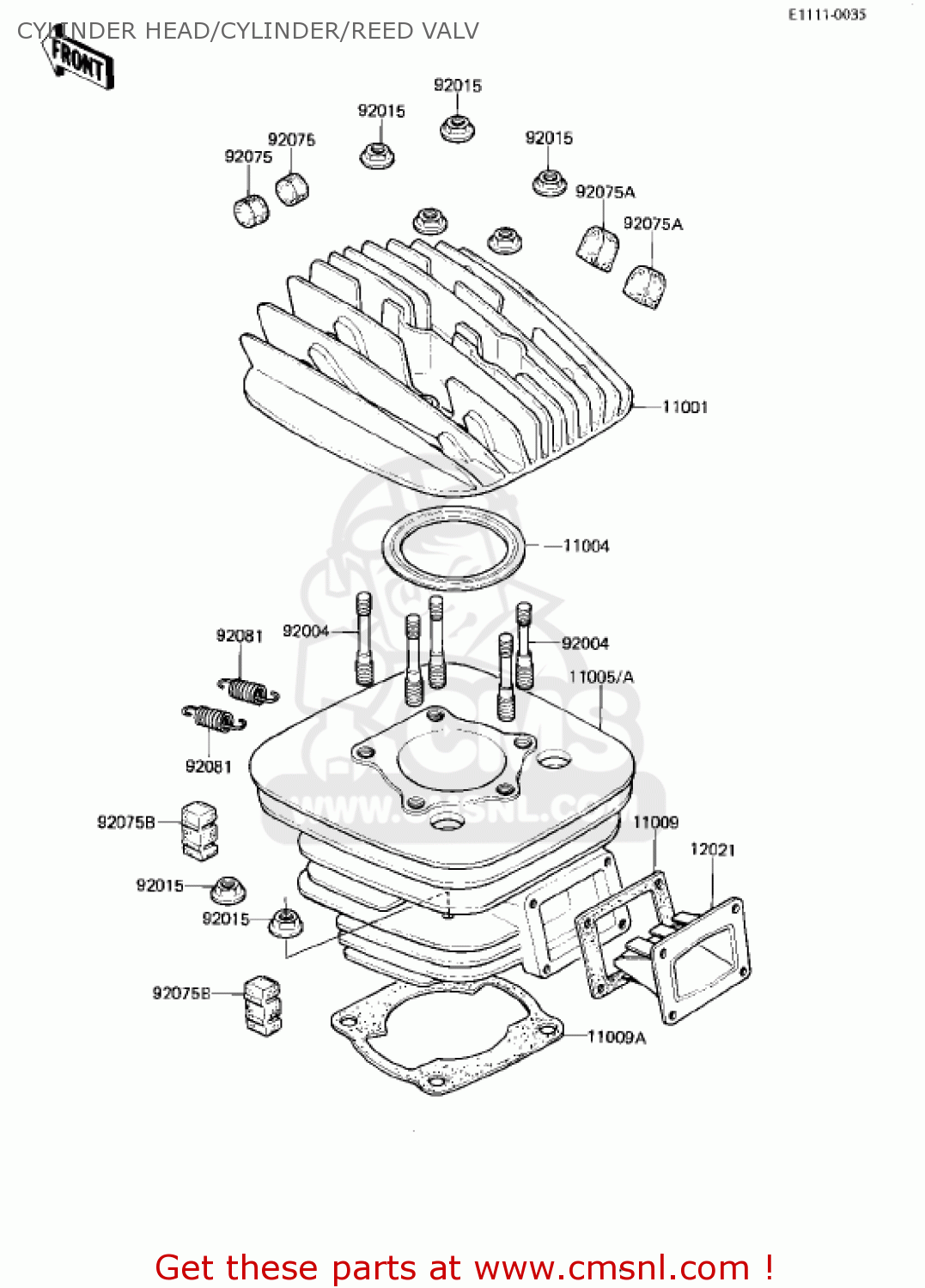 CYLINDER HEAD/CYLINDER/REED VALV KDX175-A2 KDX175 1981 USA CANADA