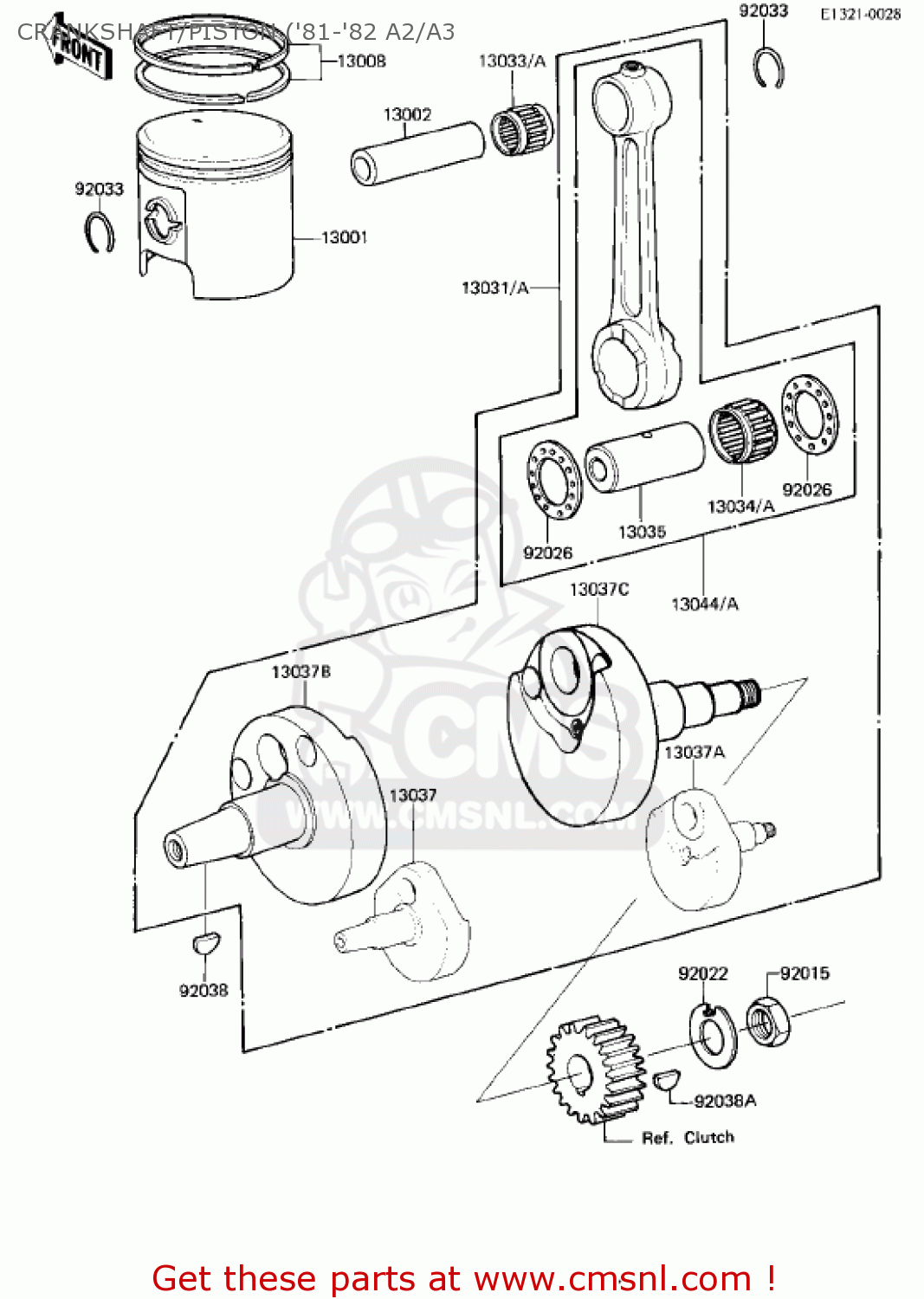 CRANKSHAFT/PISTON ('81-'82 A2/A3 KDX175-A2 KDX175 1981 USA CANADA