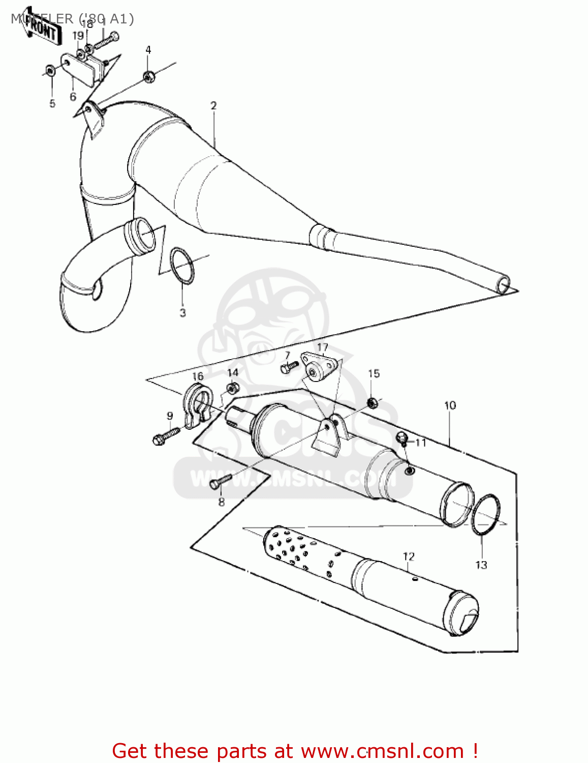 MUFFLER ('80 A1) KDX175-A2 KDX175 1981 USA CANADA