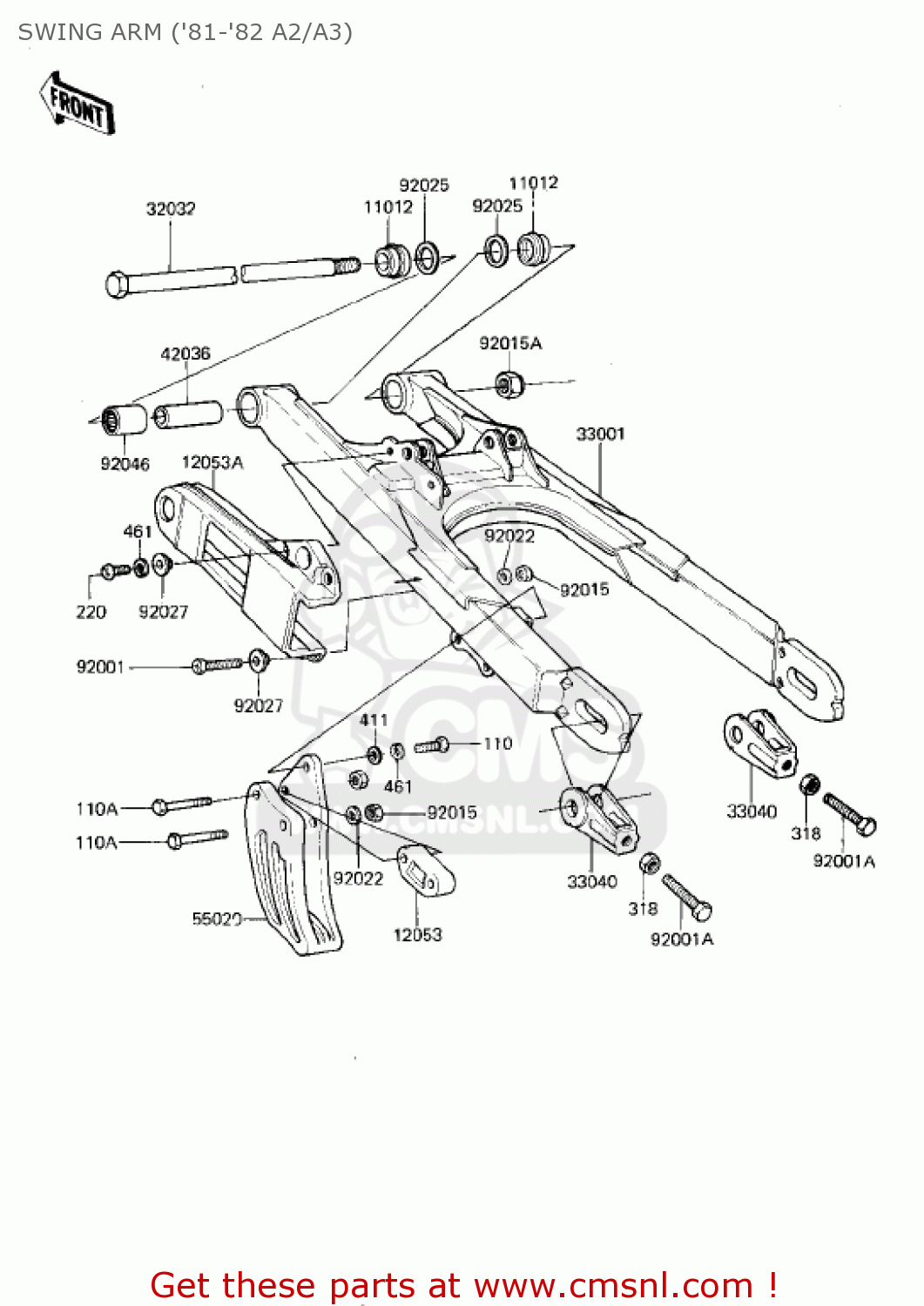 SWING ARM ('81-'82 A2/A3) KDX175-A2 KDX175 1981 USA CANADA