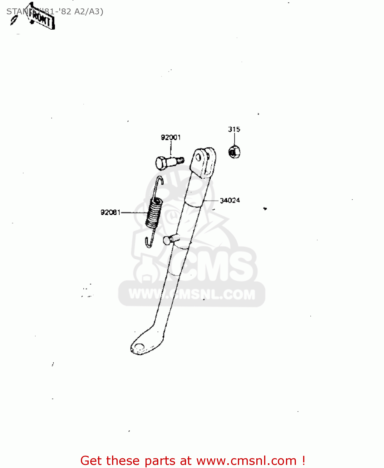 STAND ('81-'82 A2/A3) KDX175-A2 KDX175 1981 USA CANADA