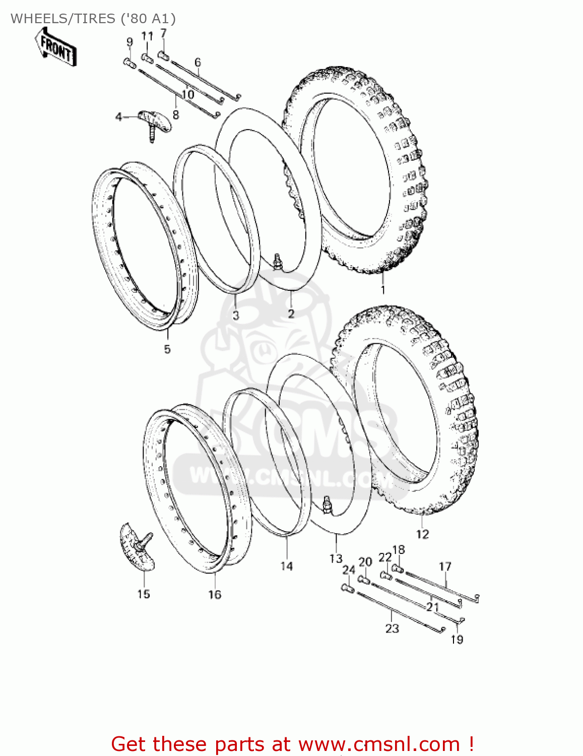 WHEELS/TIRES ('80 A1) KDX175-A2 KDX175 1981 USA CANADA
