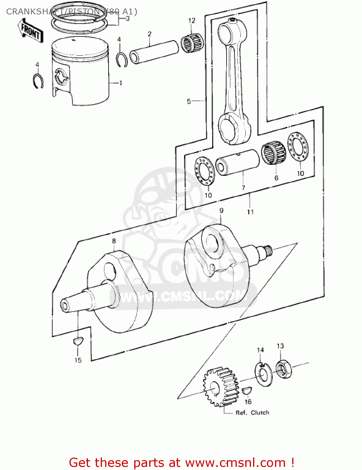 CRANKSHAFT/PISTON ('80 A1) KDX175-A2 KDX175 1981 USA CANADA