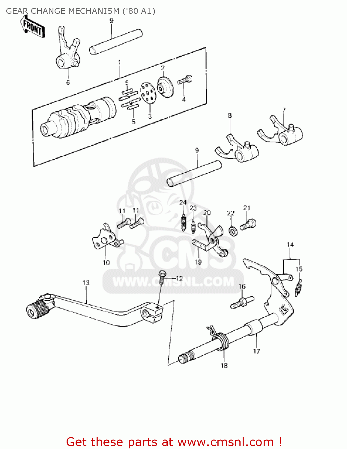 GEAR CHANGE MECHANISM ('80 A1) KDX175-A2 KDX175 1981 USA CANADA