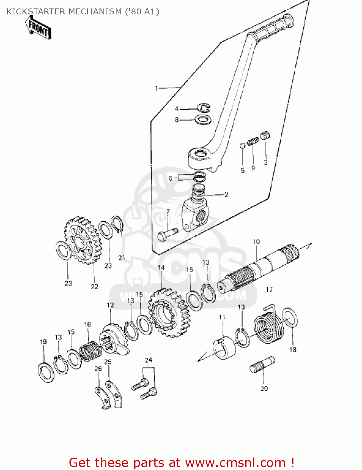 KICKSTARTER MECHANISM ('80 A1) KDX175-A2 KDX175 1981 USA CANADA