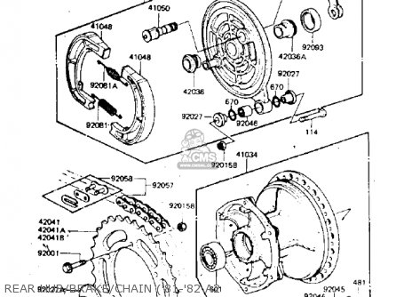 REAR HUB/BRAKE/CHAIN ('81-'82 A2 - KDX175-A2 KDX175 1981 USA CANADA