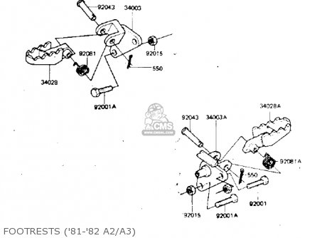 FOOTRESTS ('81-'82 A2/A3) - KDX175-A2 KDX175 1981 USA CANADA