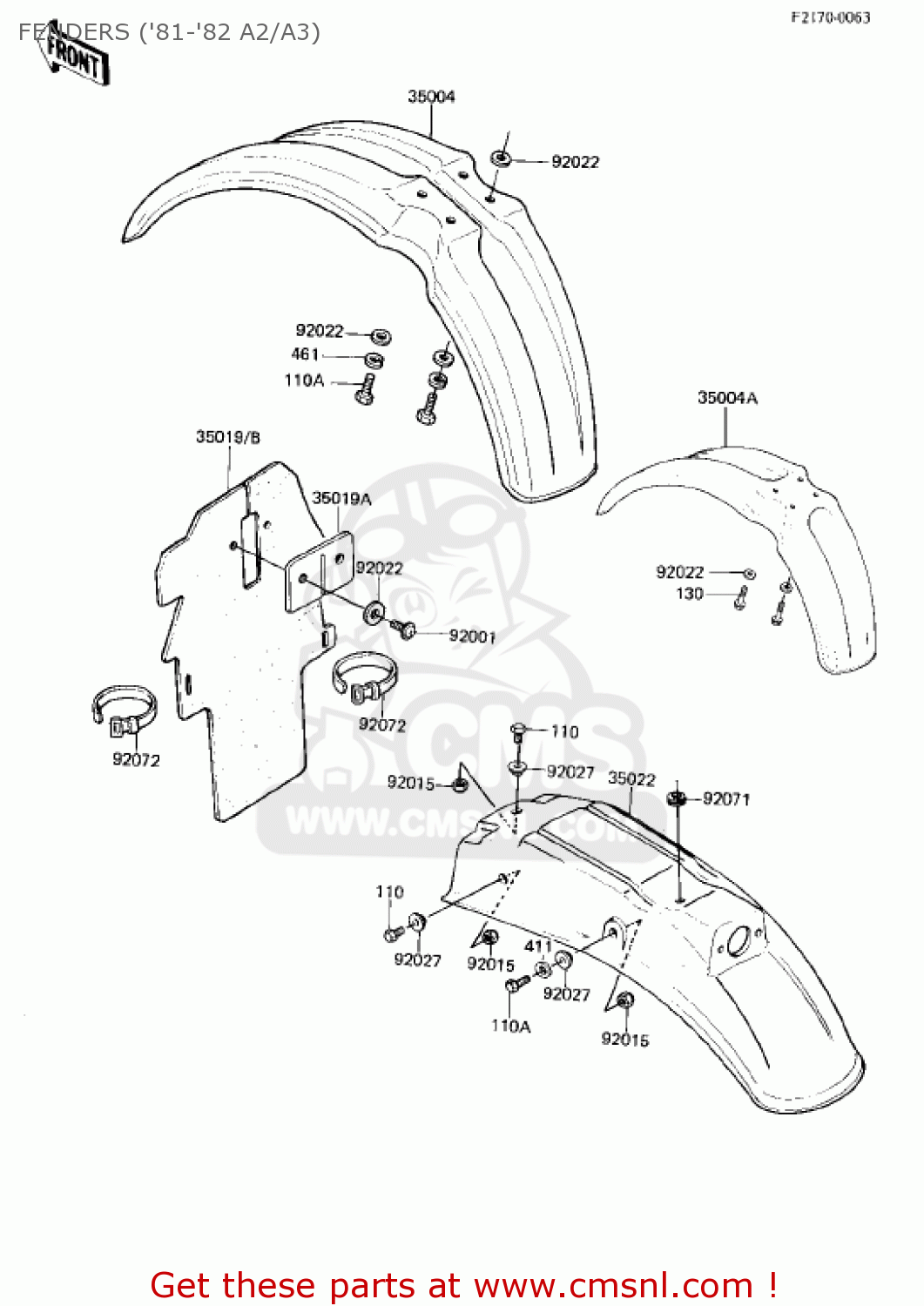 FENDERS ('81-'82 A2/A3) KDX175-A3 KDX175 1982 USA CANADA