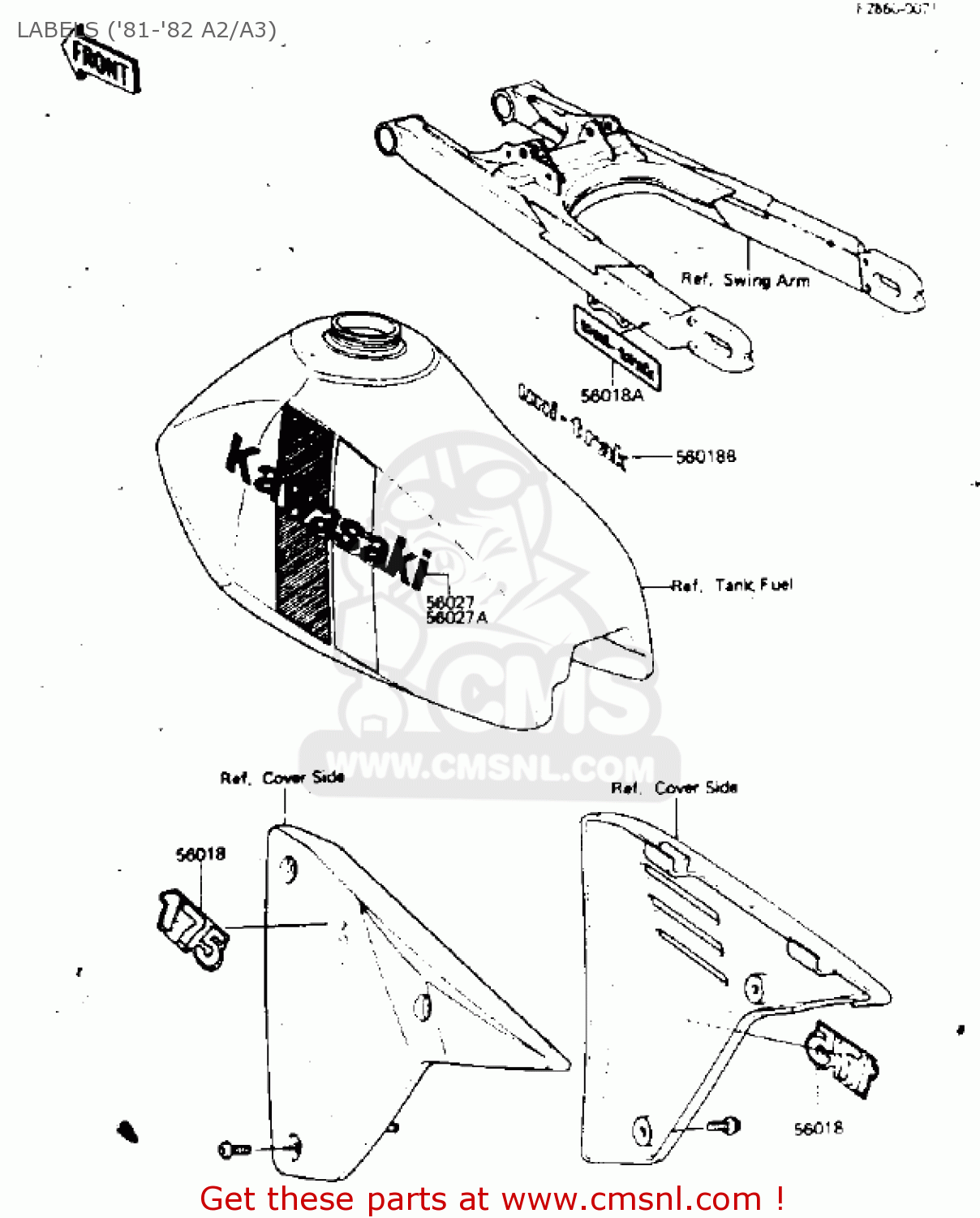 LABELS ('81-'82 A2/A3) KDX175-A3 KDX175 1982 USA CANADA