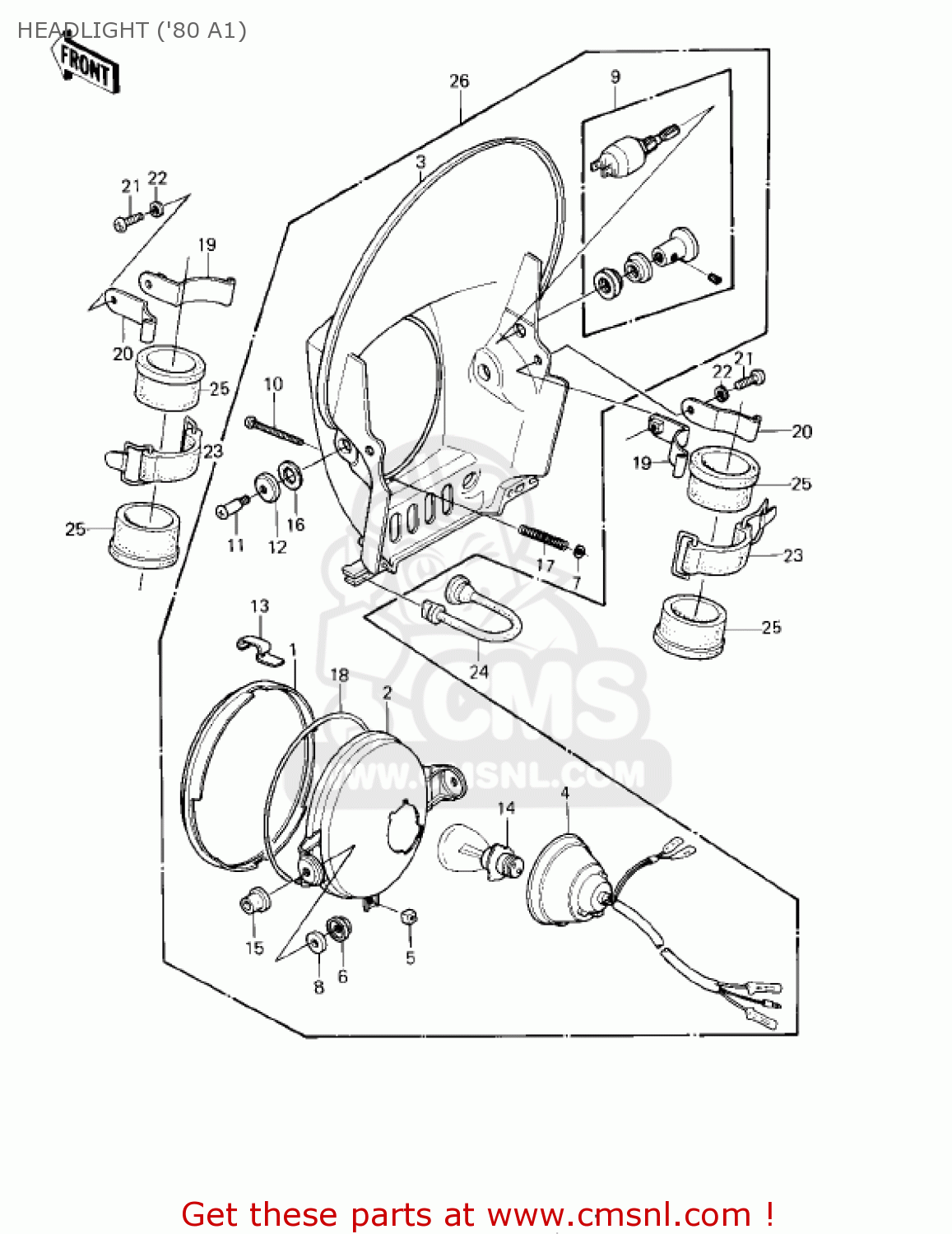 HEADLIGHT ('80 A1) KDX175-A3 KDX175 1982 USA CANADA