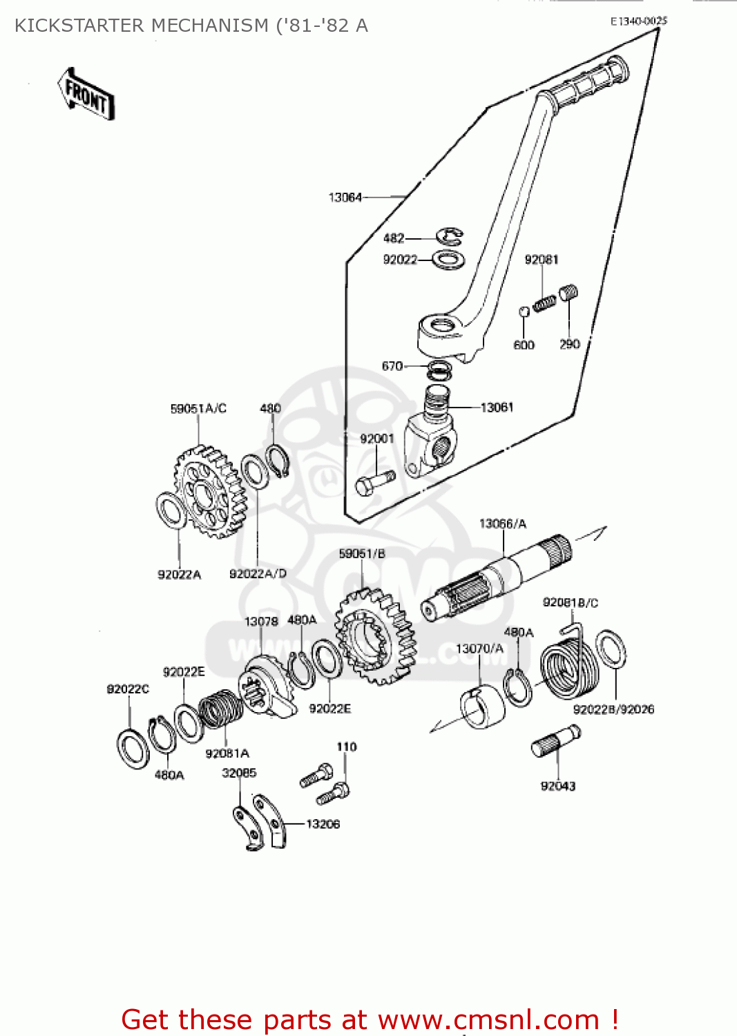 KICKSTARTER MECHANISM ('81-'82 A KDX175-A3 KDX175 1982 USA CANADA