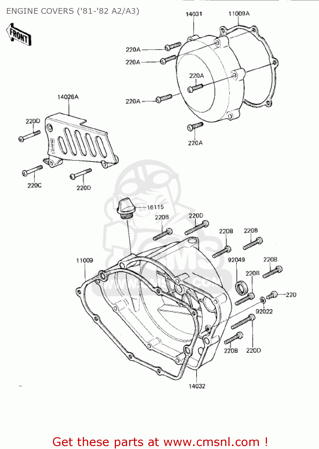 ENGINE COVERS ('81-'82 A2/A3) KDX175-A3 KDX175 1982 USA CANADA