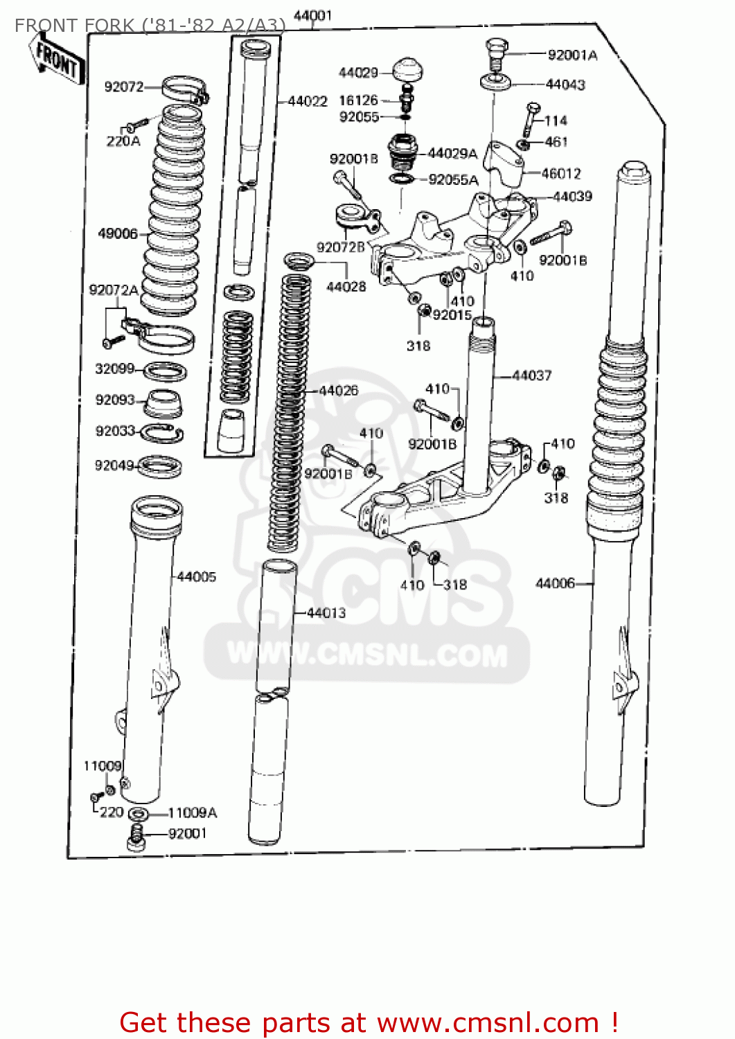 FRONT FORK ('81-'82 A2/A3) KDX175-A3 KDX175 1982 USA CANADA