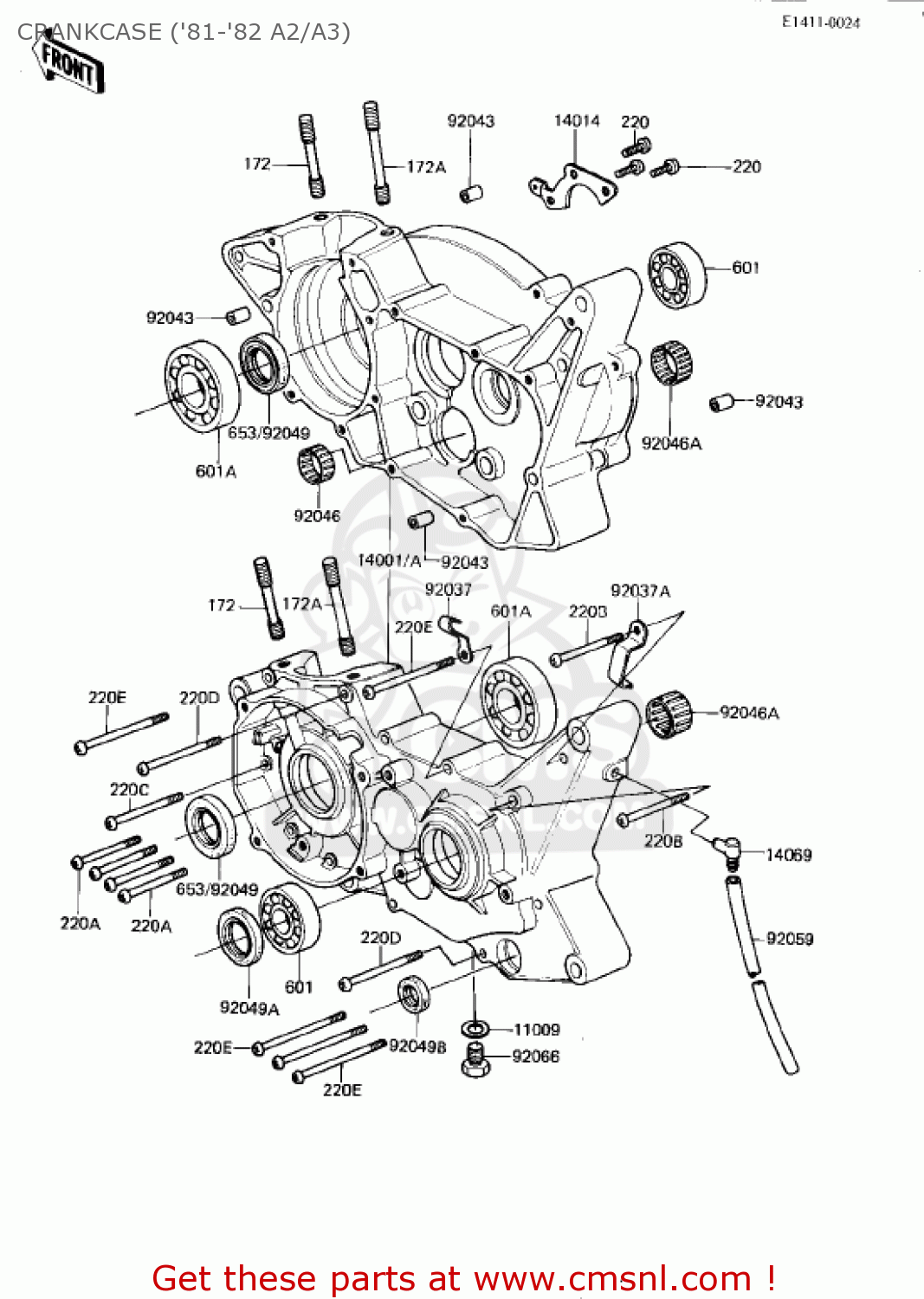 CRANKCASE ('81-'82 A2/A3) KDX175-A3 KDX175 1982 USA CANADA