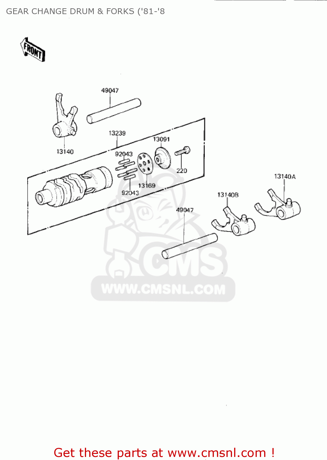 GEAR CHANGE DRUM & FORKS ('81-'8 KDX175-A3 KDX175 1982 USA CANADA