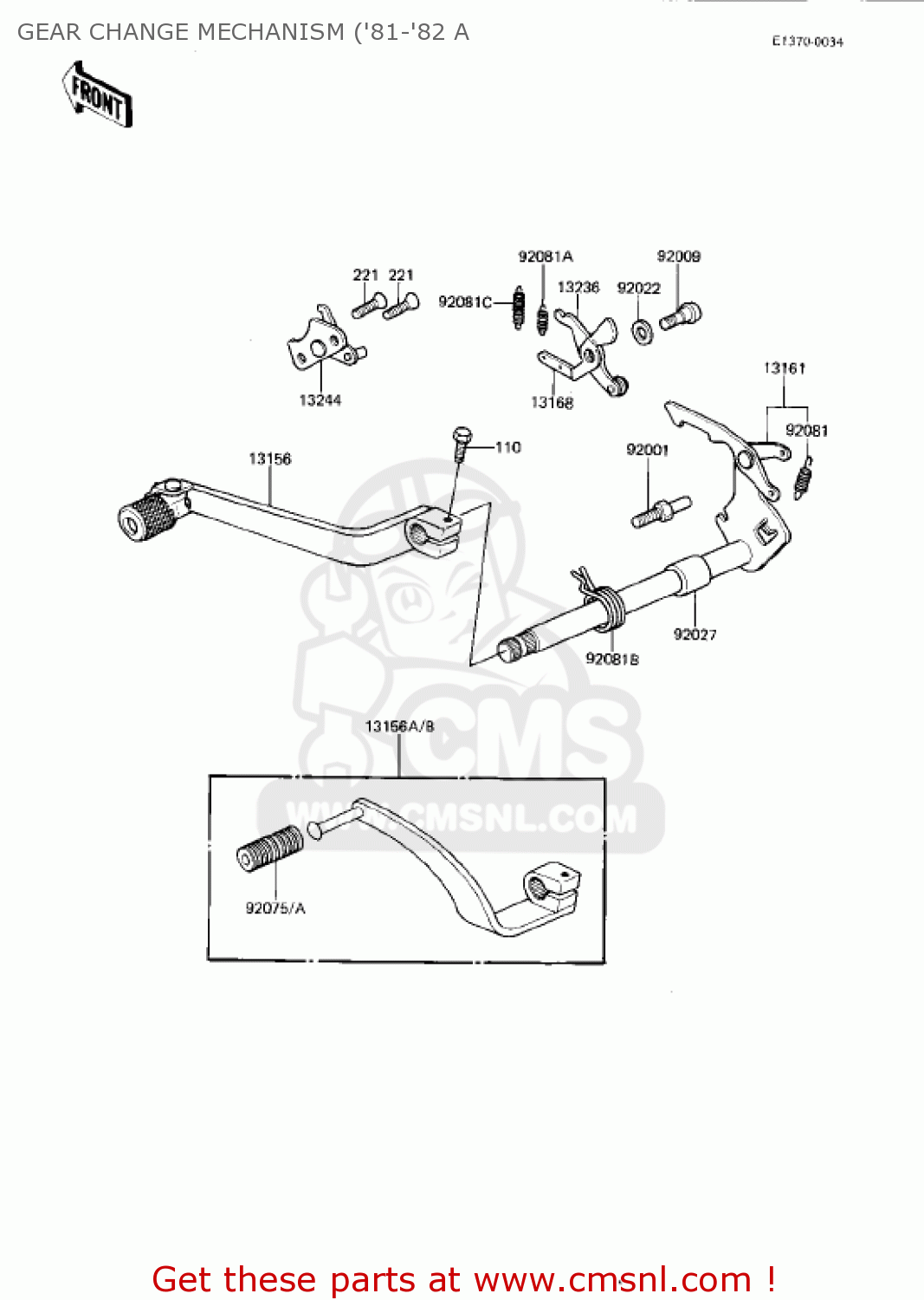 GEAR CHANGE MECHANISM ('81-'82 A KDX175-A3 KDX175 1982 USA CANADA