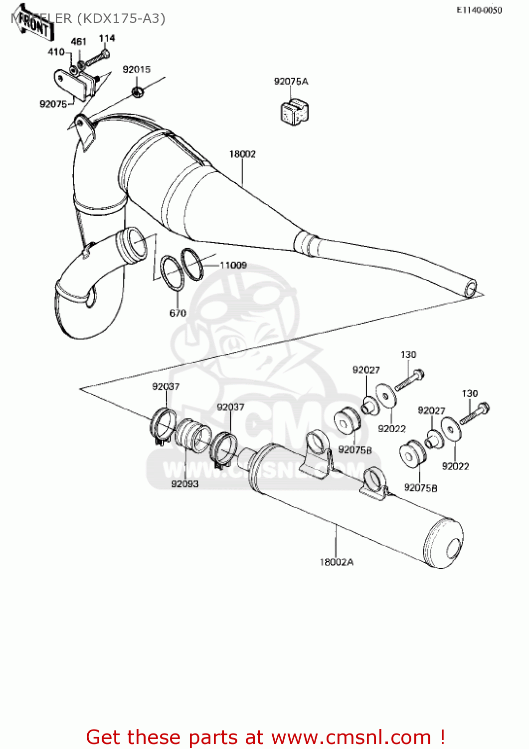 MUFFLER (KDX175-A3) KDX175-A3 KDX175 1982 USA CANADA