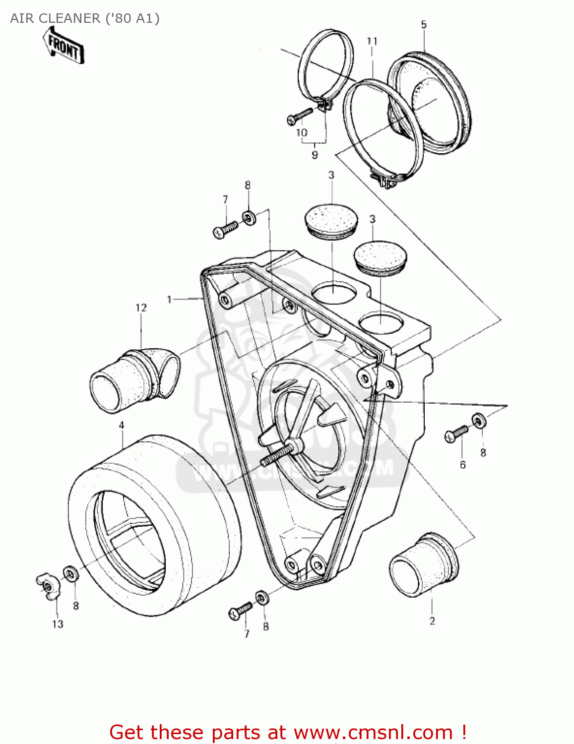 AIR CLEANER ('80 A1) KDX175-A3 KDX175 1982 USA CANADA