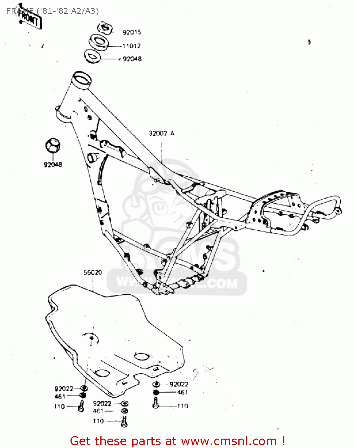 FRAME ('81-'82 A2/A3) KDX175-A3 KDX175 1982 USA CANADA