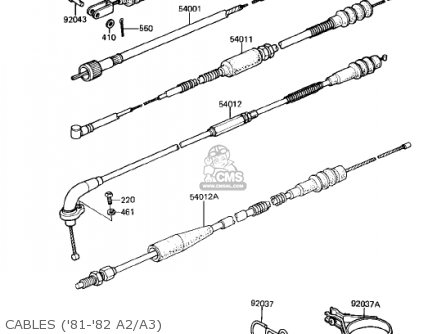 CABLES ('81-'82 A2/A3) - KDX175-A3 KDX175 1982 USA CANADA