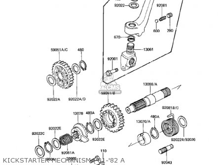 KICKSTARTER MECHANISM ('81-'82 A - KDX175-A3 KDX175 1982 USA CANADA
