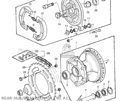 REAR HUB/BRAKE/CHAIN ('80 A1) - KDX175-A3 KDX175 1982 USA CANADA