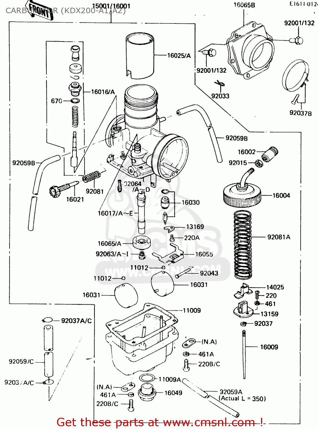 Kawasaki KDX200-A1 1983 UNITED KINGDOM AL CARBURETOR (KDX200-A1/A2 ...