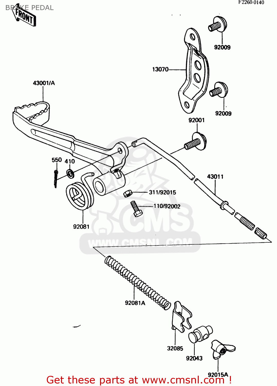 BRAKE PEDAL KDX200-A1 1983 UNITED KINGDOM AL