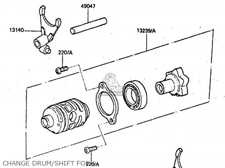 CHANGE DRUM/SHIFT FORK - KDX200-A1 1983 UNITED KINGDOM AL