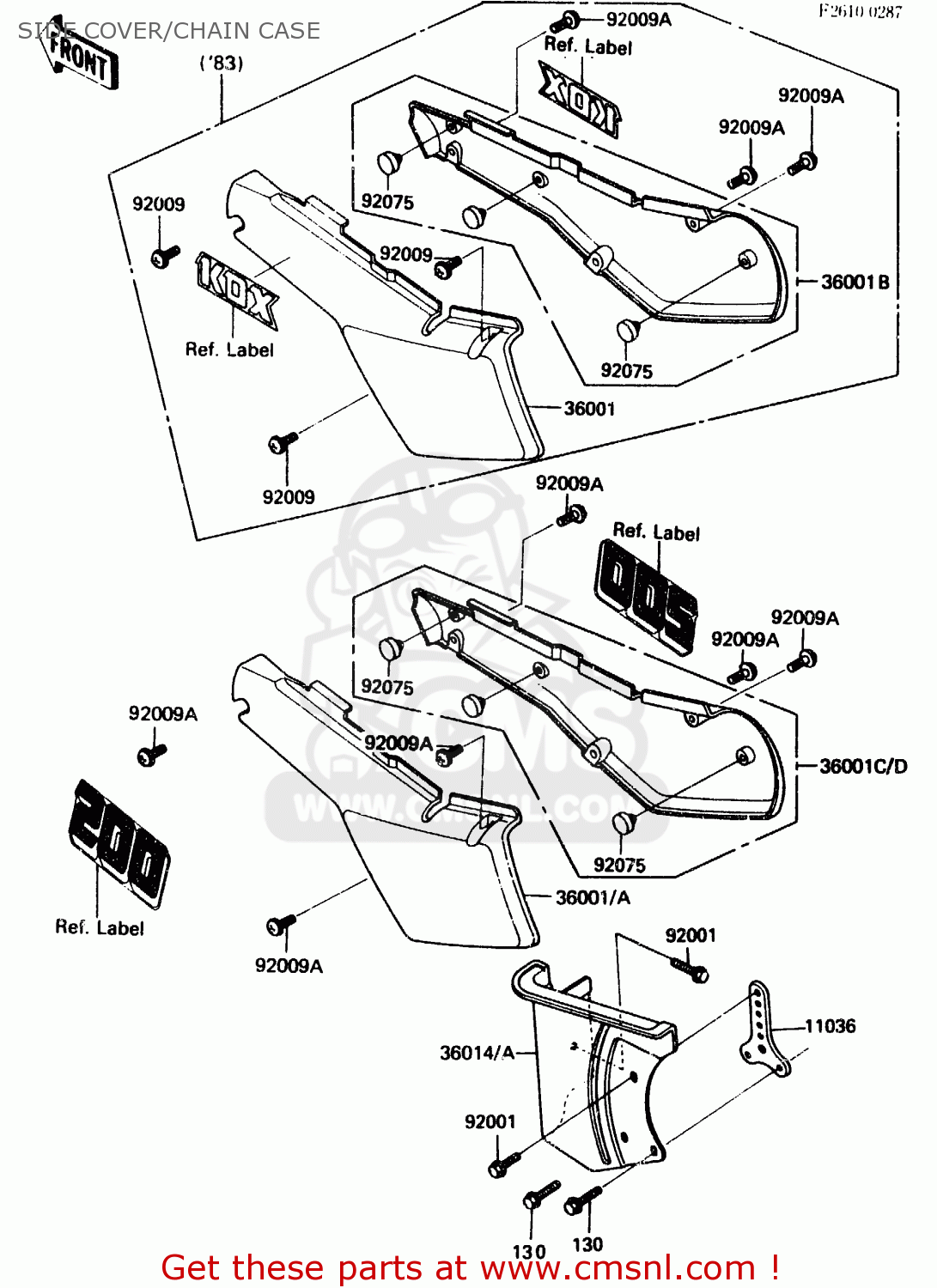SIDE COVER/CHAIN CASE KDX200-A2 1984 UNITED KINGDOM AL