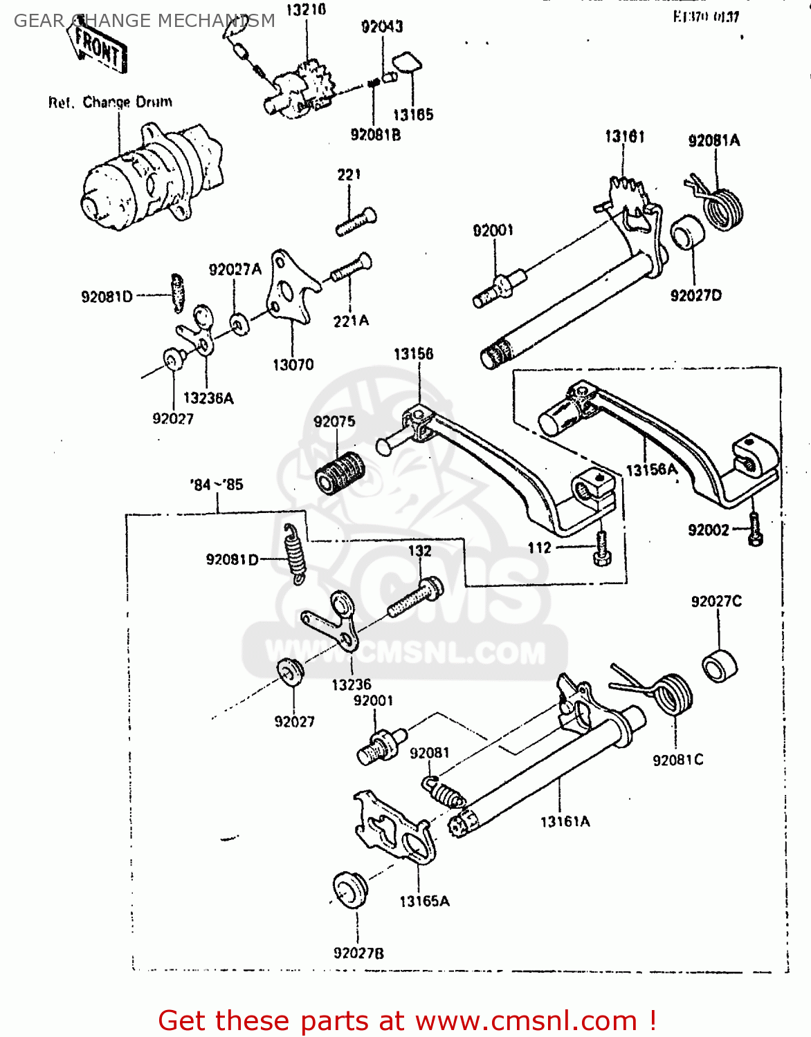 GEAR CHANGE MECHANISM KDX200-A3 1985 UNITED KINGDOM AL
