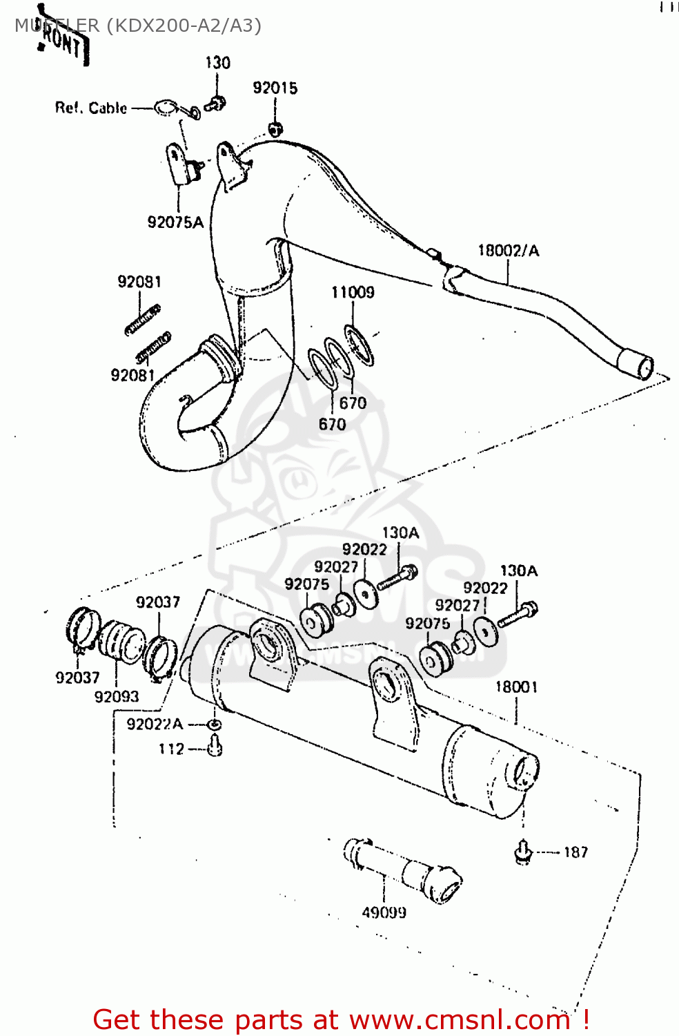 MUFFLER (KDX200-A2/A3) KDX200-A3 1985 UNITED KINGDOM AL