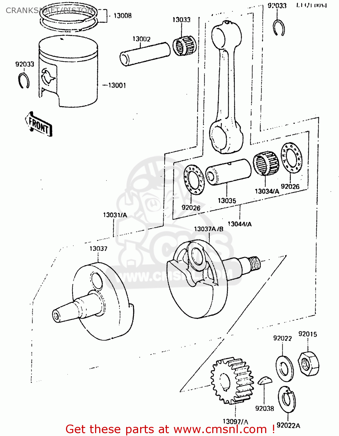 CRANKSHAFT/PISTON KDX200-A3 1985 UNITED KINGDOM AL