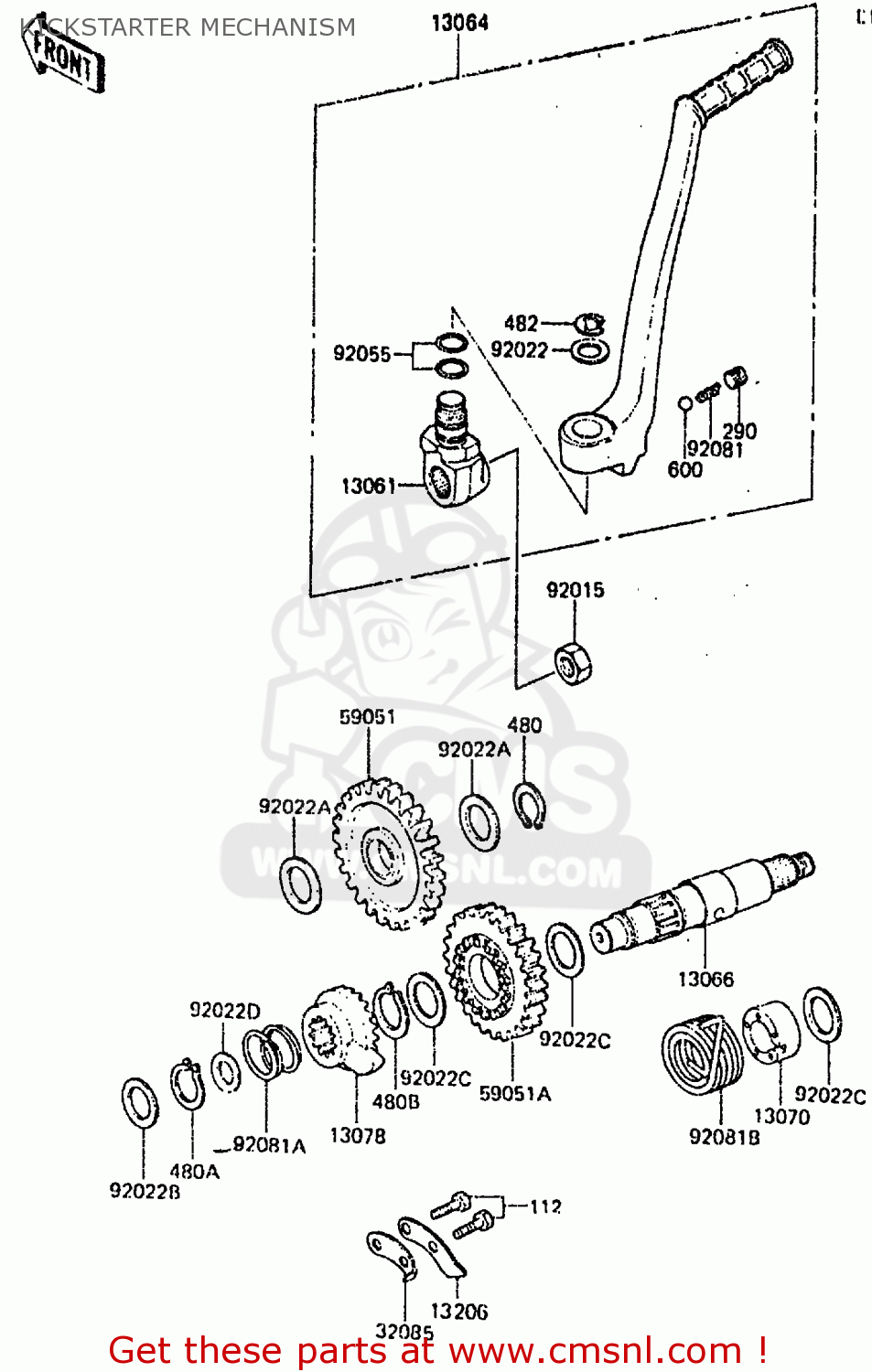 KICKSTARTER MECHANISM KDX200-A3 1985 UNITED KINGDOM AL