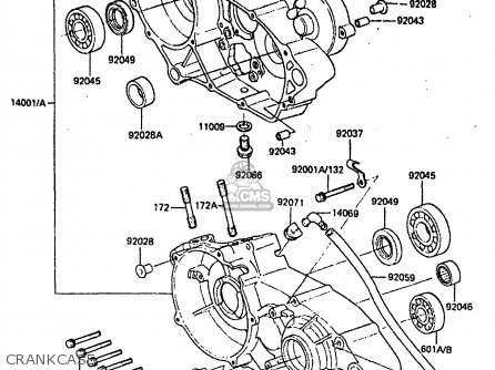 CRANKCASE - KDX200-A3 1985 UNITED KINGDOM AL