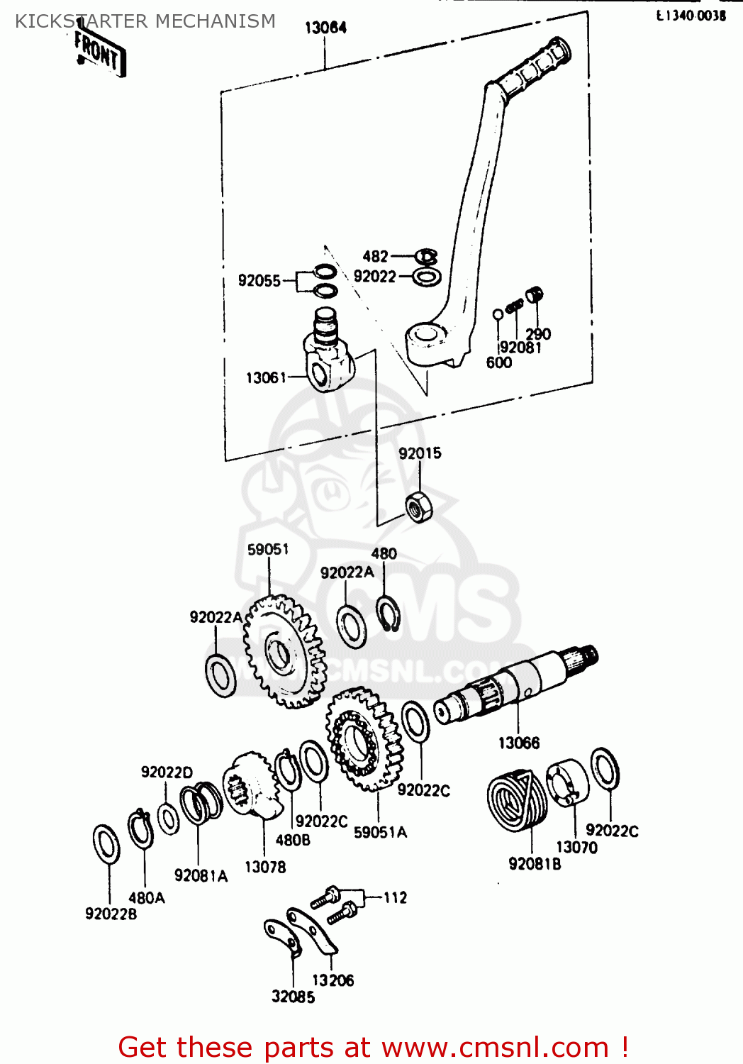 KICKSTARTER MECHANISM KDX200-B1 1984 AUSTRALIA / KPH