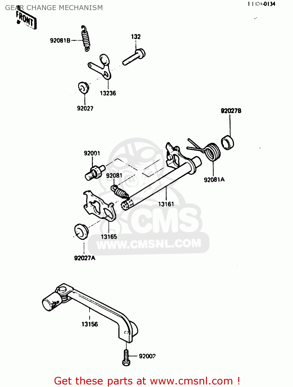 GEAR CHANGE MECHANISM KDX200-B2 1985 AUSTRALIA / KPH