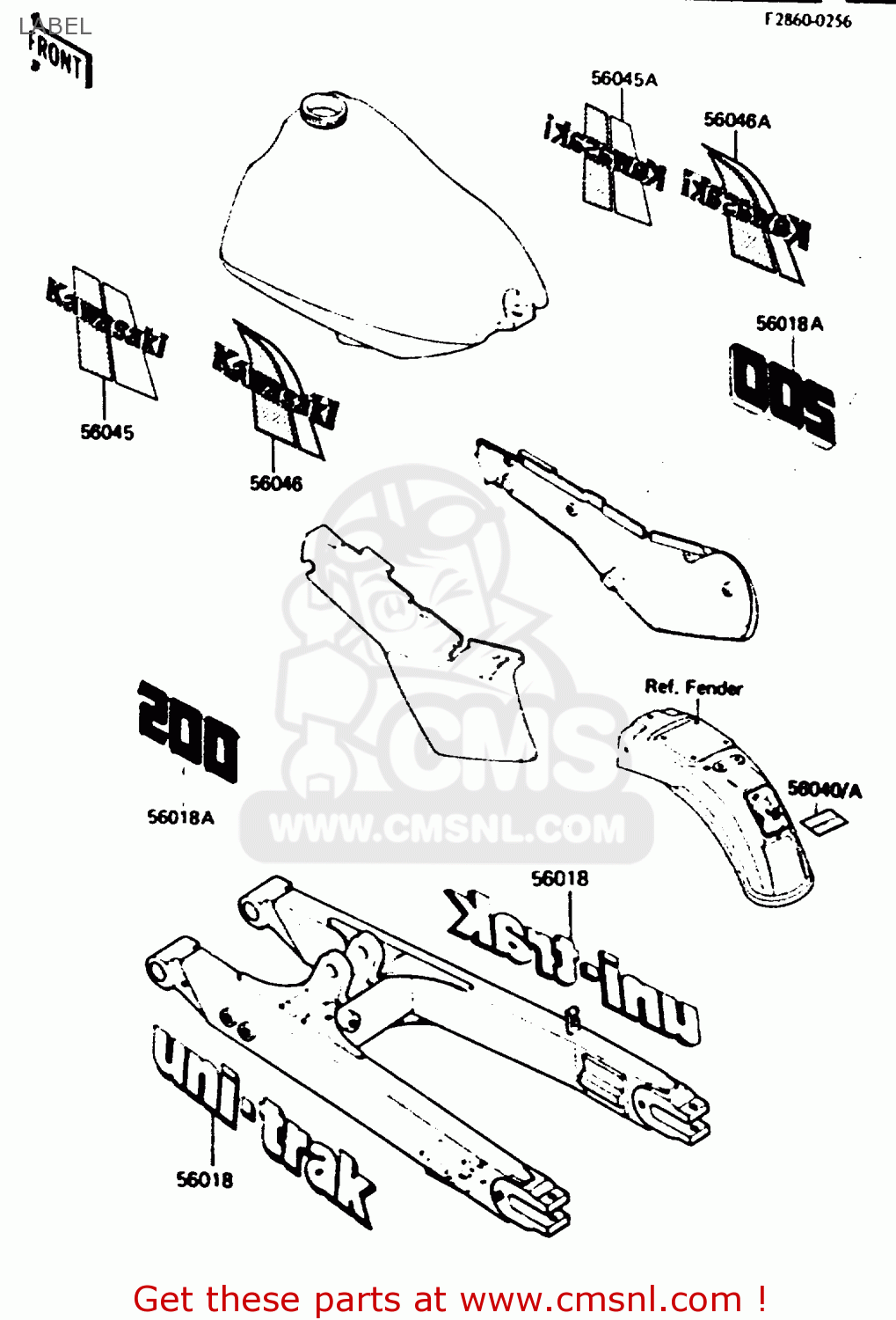 LABEL KDX200-B2 1985 AUSTRALIA / KPH