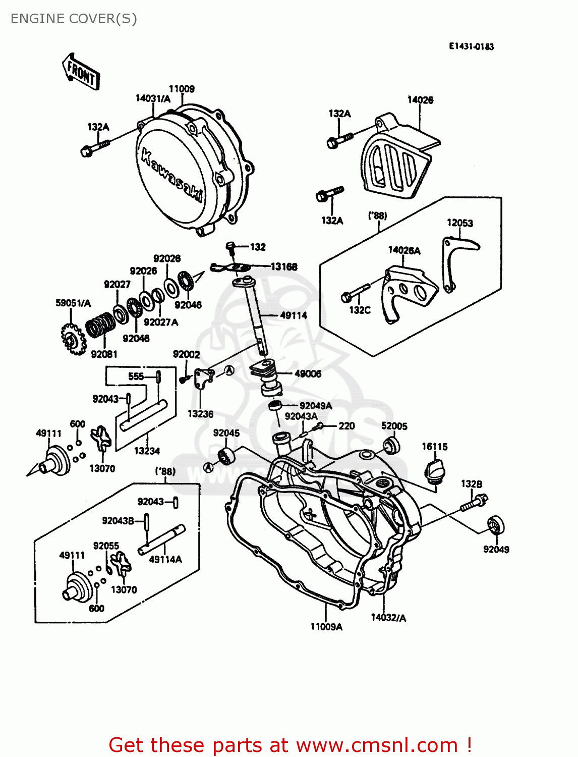 ENGINE COVER(S) KDX200-C1 1986 UNITED KINGDOM AL