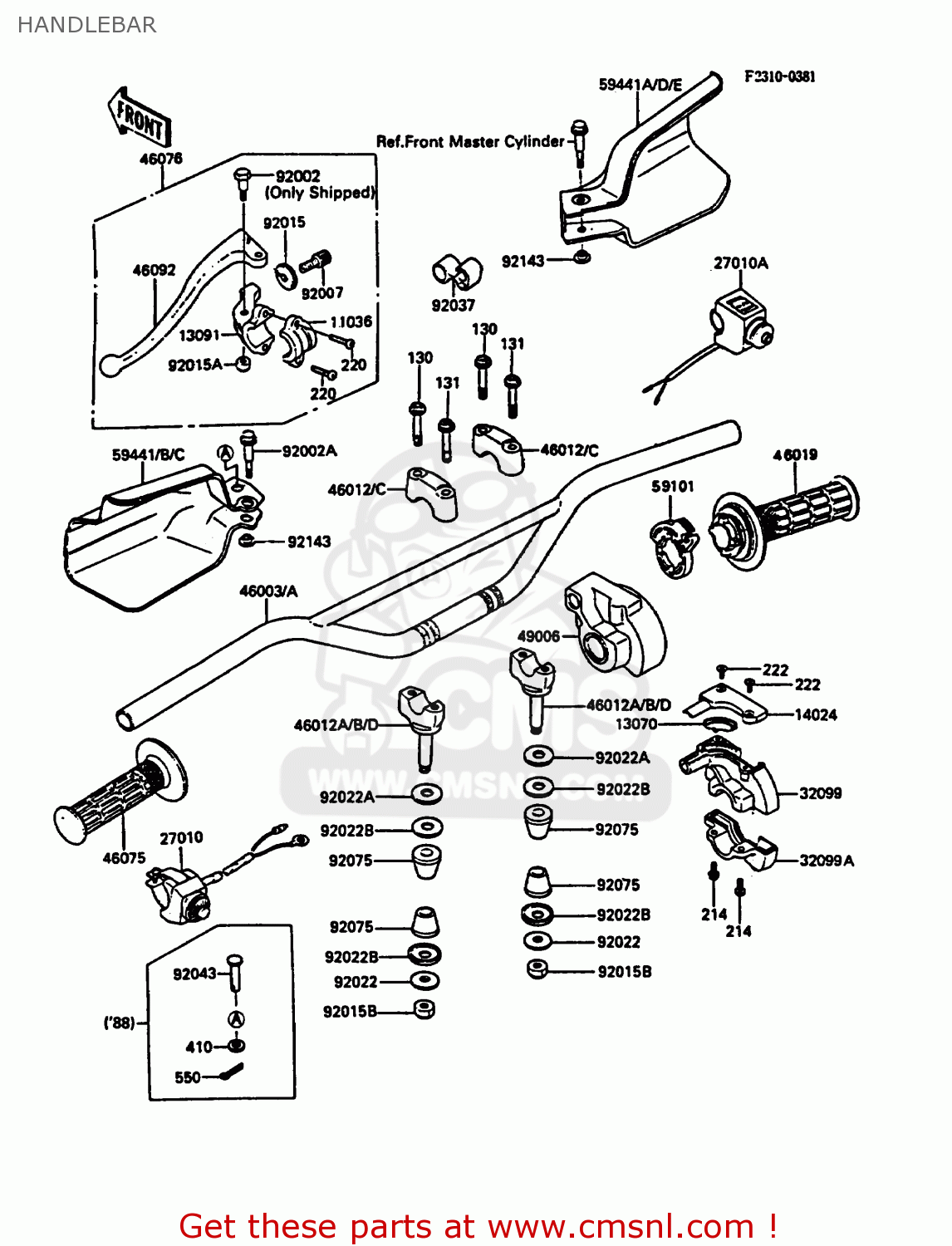 HANDLEBAR KDX200-C1 1986 UNITED KINGDOM AL