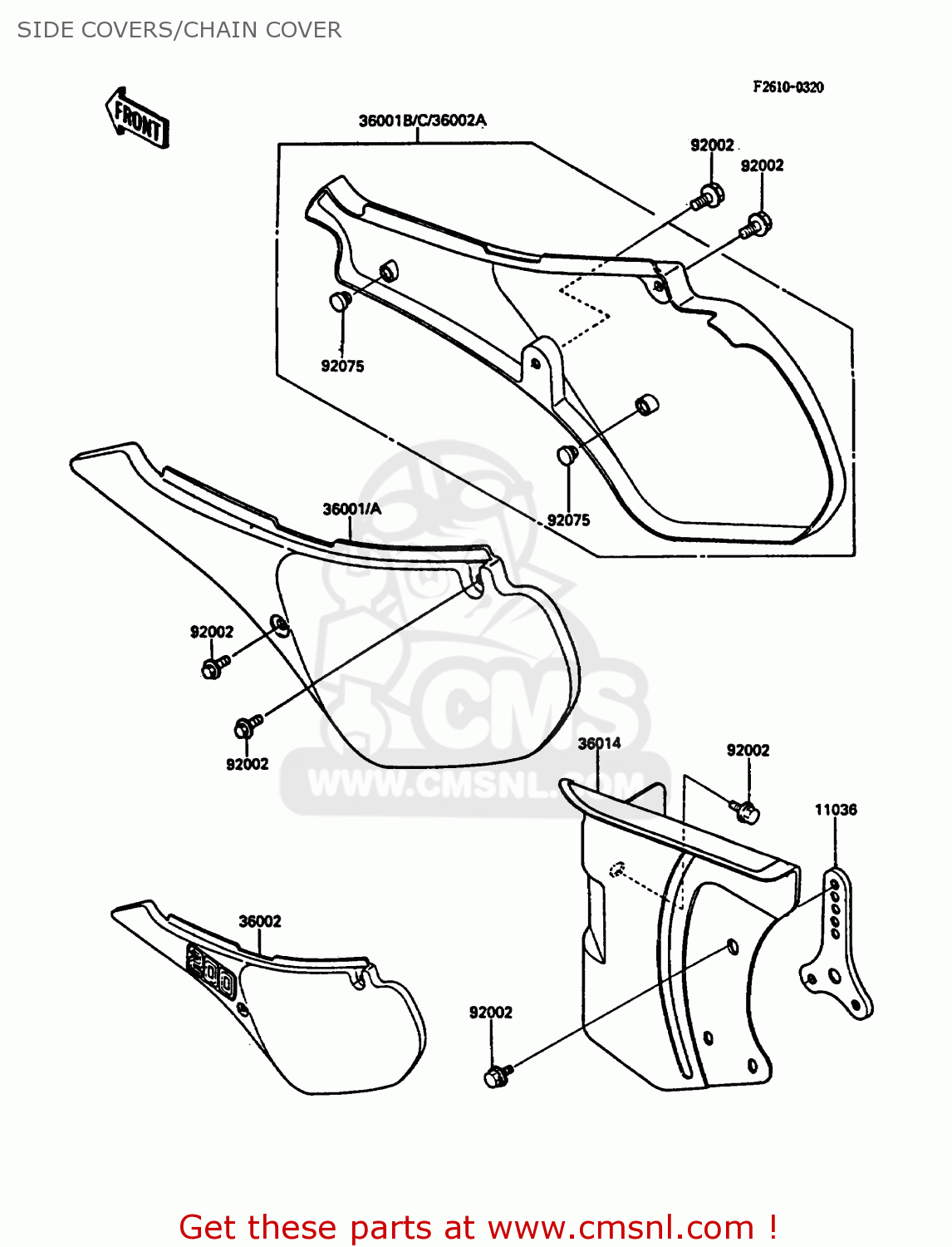 SIDE COVERS/CHAIN COVER KDX200-C1 1986 UNITED KINGDOM AL