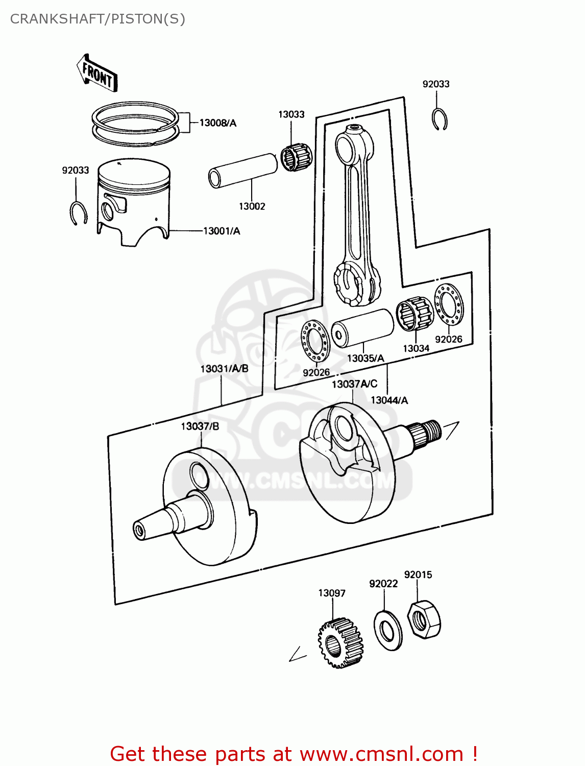 CRANKSHAFT/PISTON(S) KDX200-C1 1986 USA CANADA
