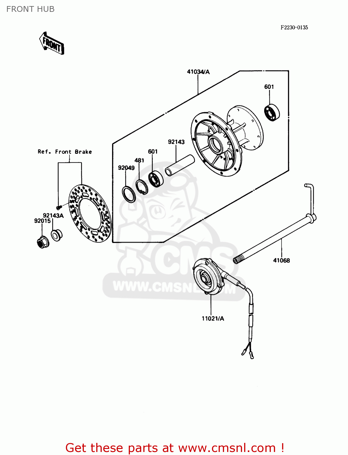 FRONT HUB KDX200-C1 1986 USA CANADA
